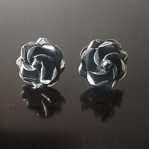 Sterling Silver Rose Earrings Taxco.925